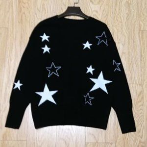 Black cashmere wool blend knit sweater